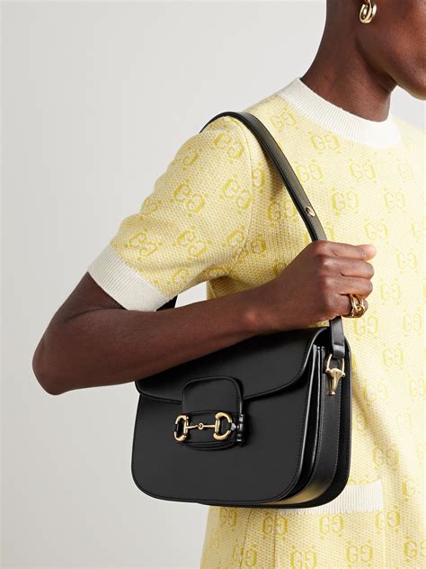 black gucci leather bag|gucci horsebit 1955 shoulder bag.